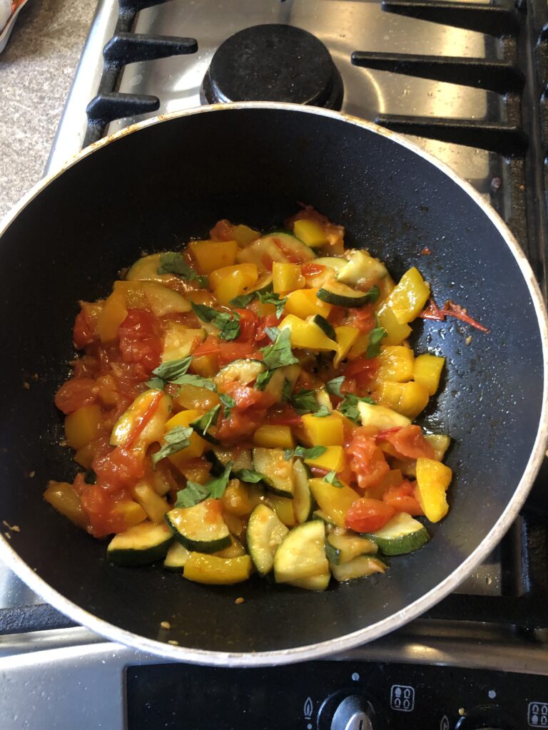 Stir fried vegetables and basil