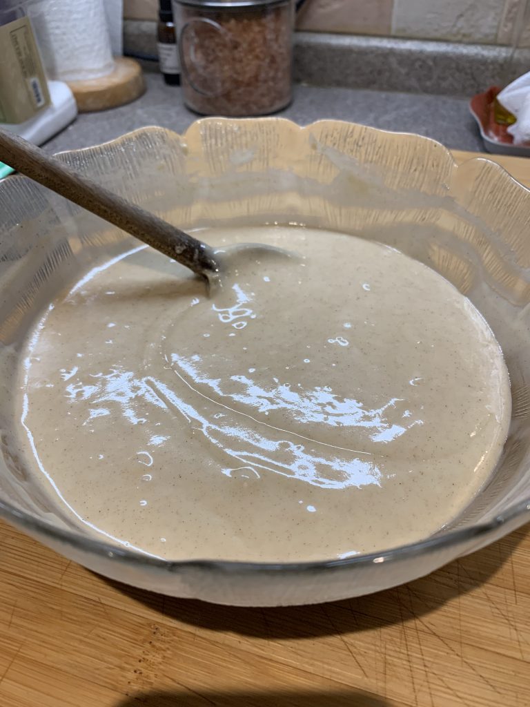 Preparing the muffin dough