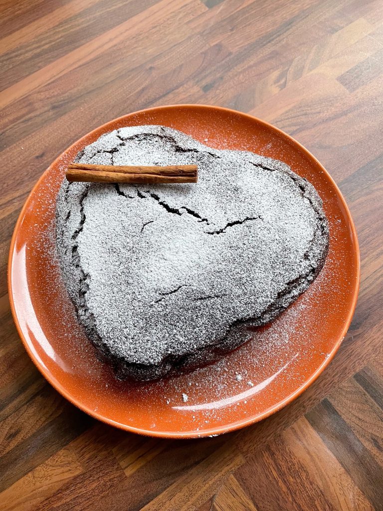 Vegan chocolate cake ready to serve