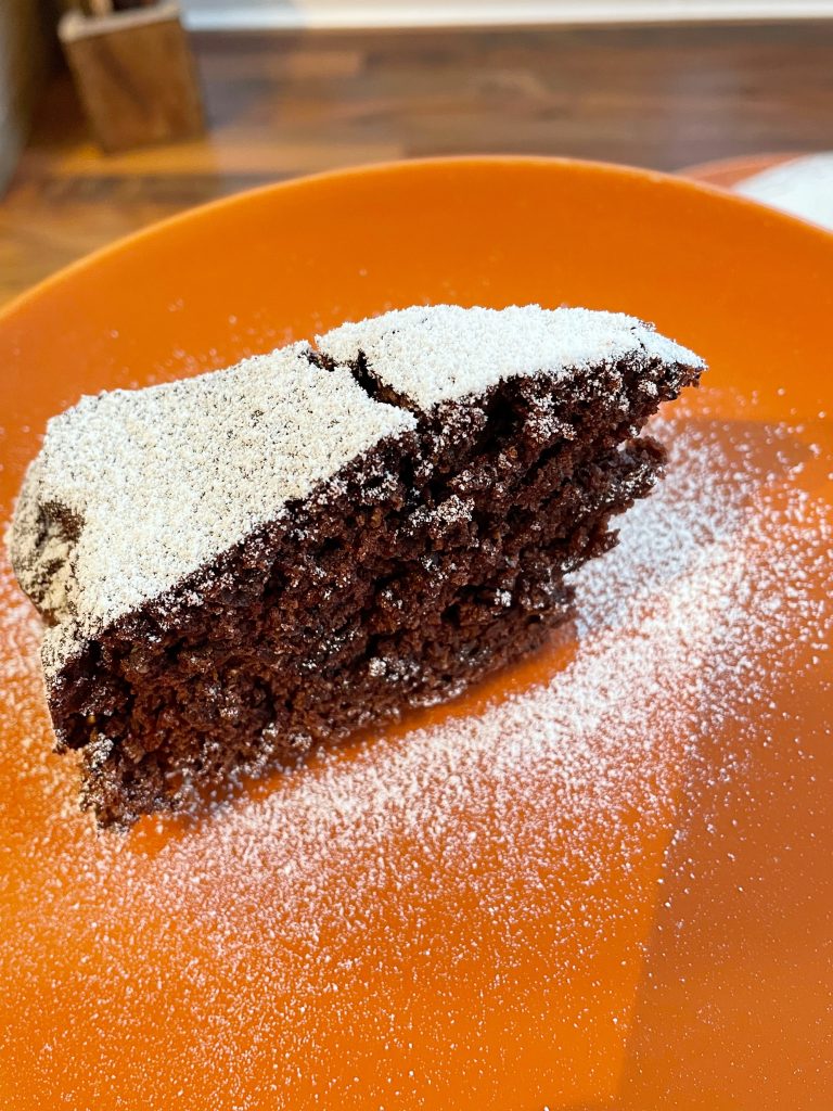 Vegan chocolate cake slice