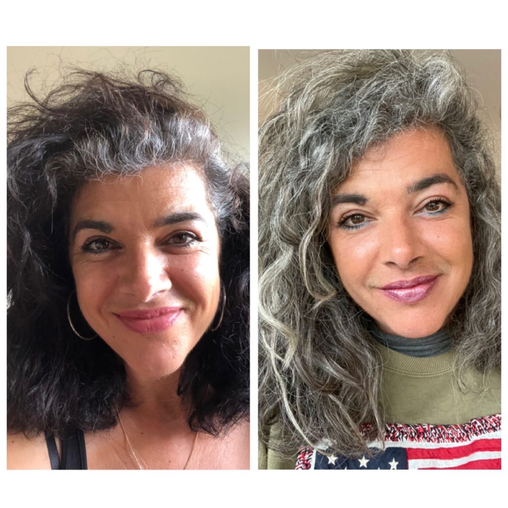 Dyed hair colour vs natural grey