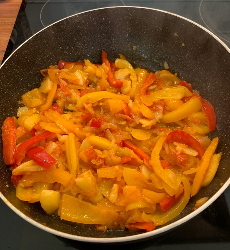 Cook until the peppers are tender