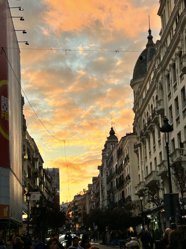 Calle Mayor, and a spectacular sky.